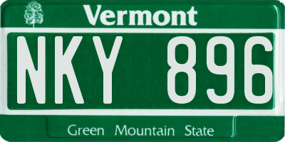 VT license plate NKY896