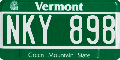 VT license plate NKY898