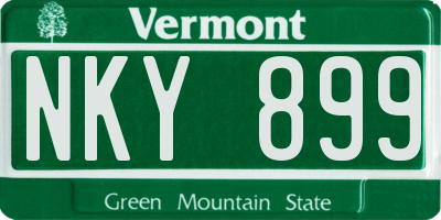 VT license plate NKY899