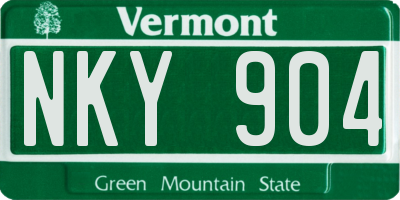 VT license plate NKY904