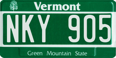 VT license plate NKY905
