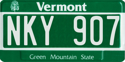 VT license plate NKY907