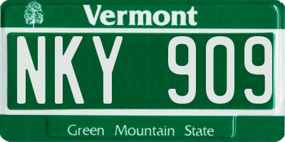 VT license plate NKY909