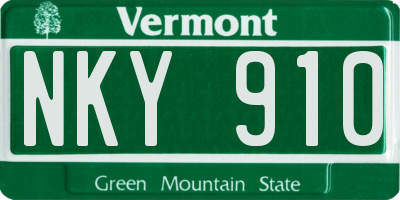 VT license plate NKY910