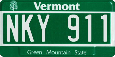 VT license plate NKY911