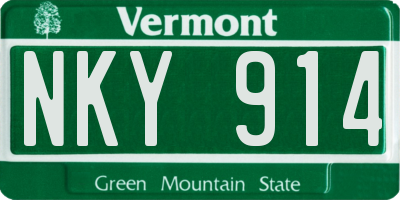 VT license plate NKY914
