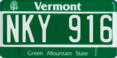 VT license plate NKY916