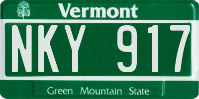 VT license plate NKY917