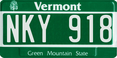 VT license plate NKY918