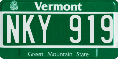 VT license plate NKY919