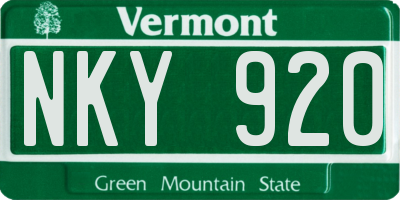 VT license plate NKY920