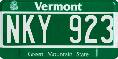 VT license plate NKY923