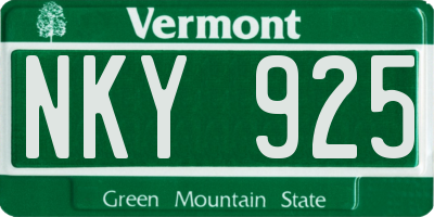 VT license plate NKY925