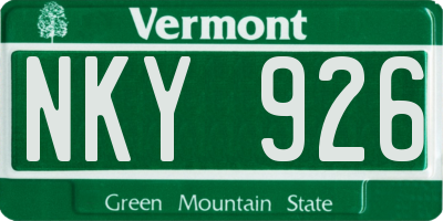 VT license plate NKY926