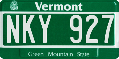 VT license plate NKY927