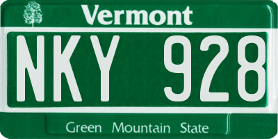 VT license plate NKY928