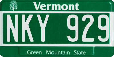 VT license plate NKY929