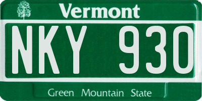 VT license plate NKY930