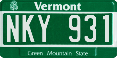 VT license plate NKY931