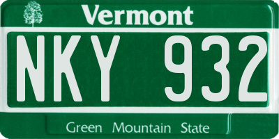 VT license plate NKY932