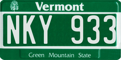 VT license plate NKY933