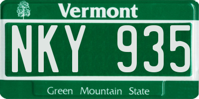 VT license plate NKY935
