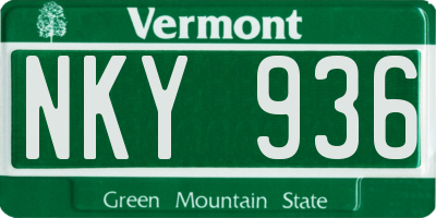 VT license plate NKY936