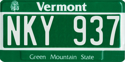 VT license plate NKY937