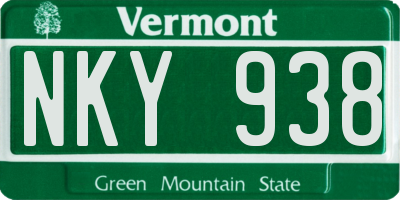 VT license plate NKY938