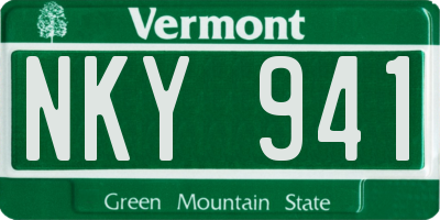 VT license plate NKY941