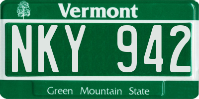 VT license plate NKY942