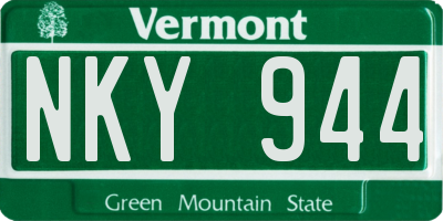 VT license plate NKY944