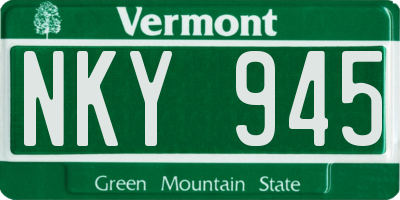 VT license plate NKY945