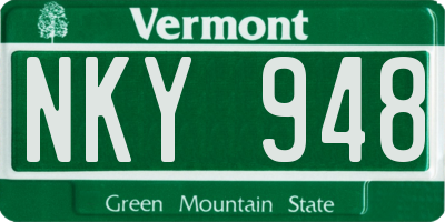 VT license plate NKY948