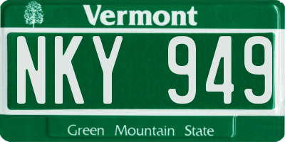 VT license plate NKY949