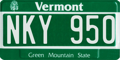 VT license plate NKY950