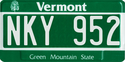 VT license plate NKY952