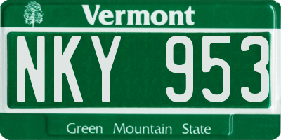 VT license plate NKY953