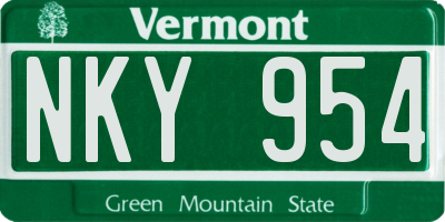 VT license plate NKY954