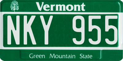 VT license plate NKY955