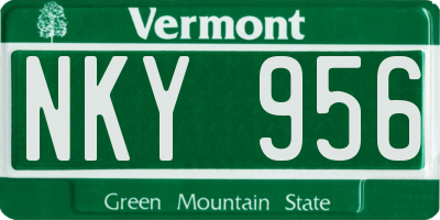 VT license plate NKY956