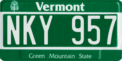VT license plate NKY957
