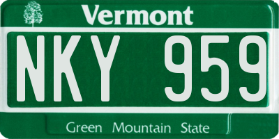 VT license plate NKY959