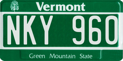 VT license plate NKY960