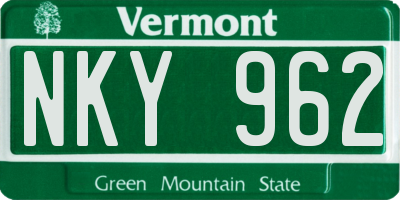 VT license plate NKY962