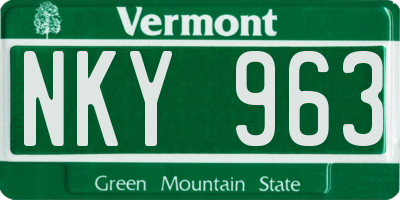 VT license plate NKY963