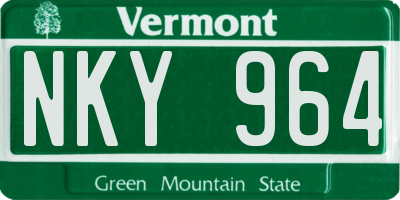VT license plate NKY964