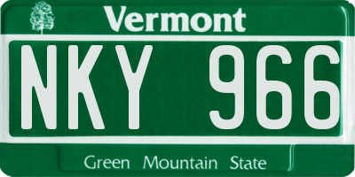 VT license plate NKY966