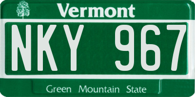VT license plate NKY967
