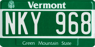 VT license plate NKY968